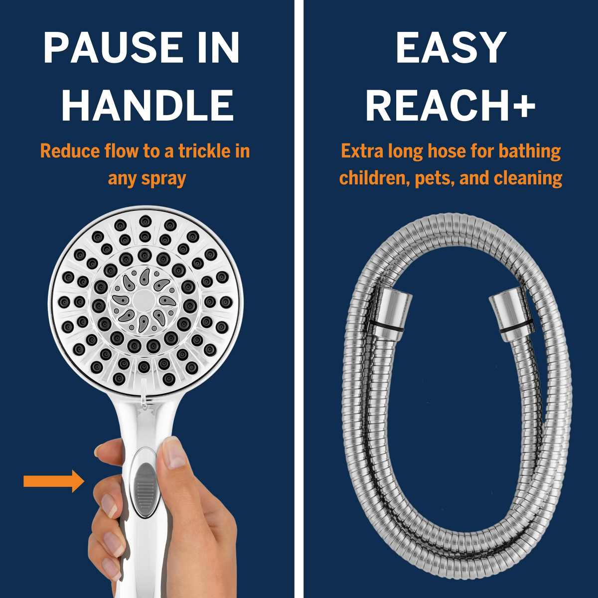 slide 8 of 8, Waterpik 8ft Easy Reach Hose Hand Held Shower Head Chrome - Waterpik, 8 ft