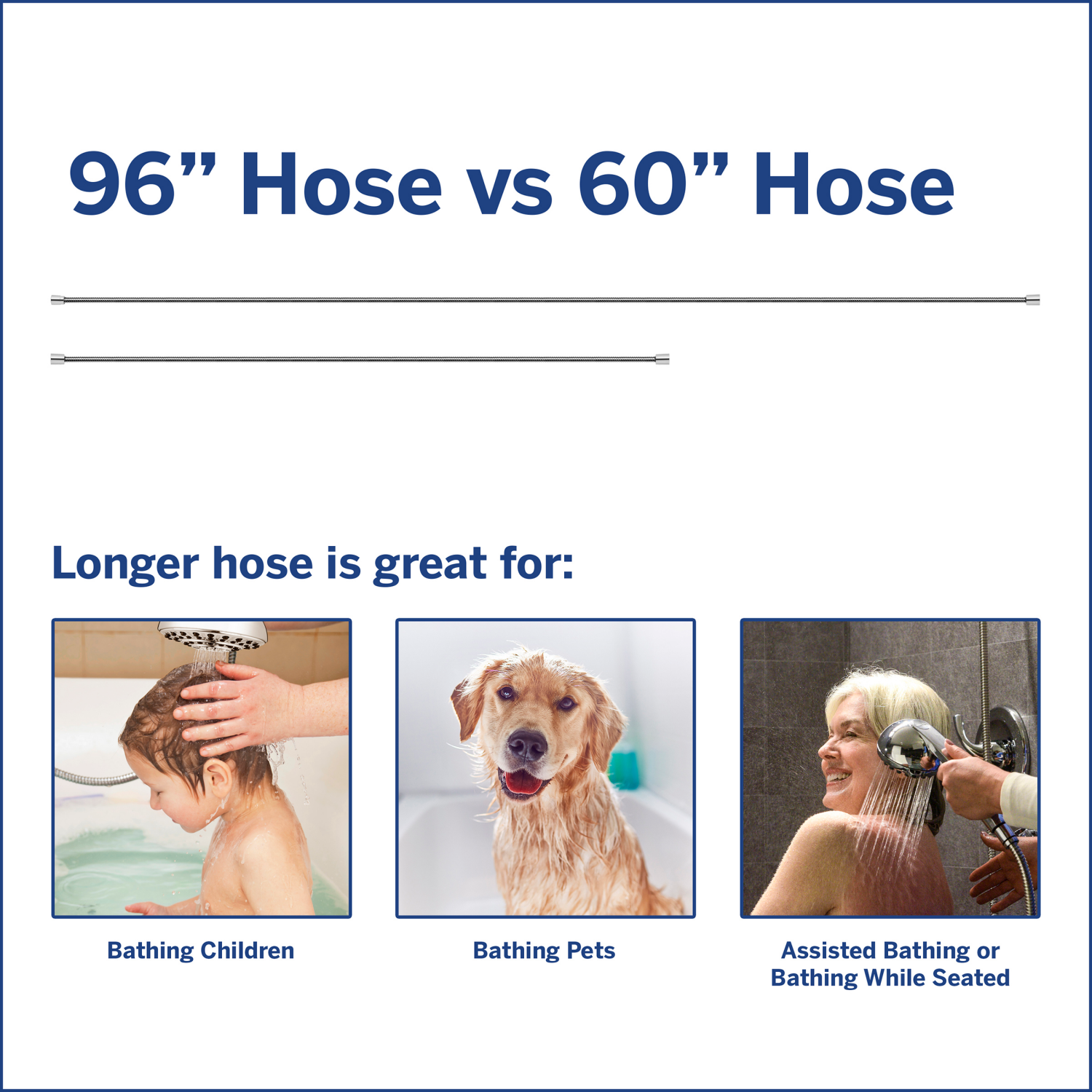 slide 2 of 5, Waterpik Extra-Long Metal Shower Hose, Chrome, 8 ft