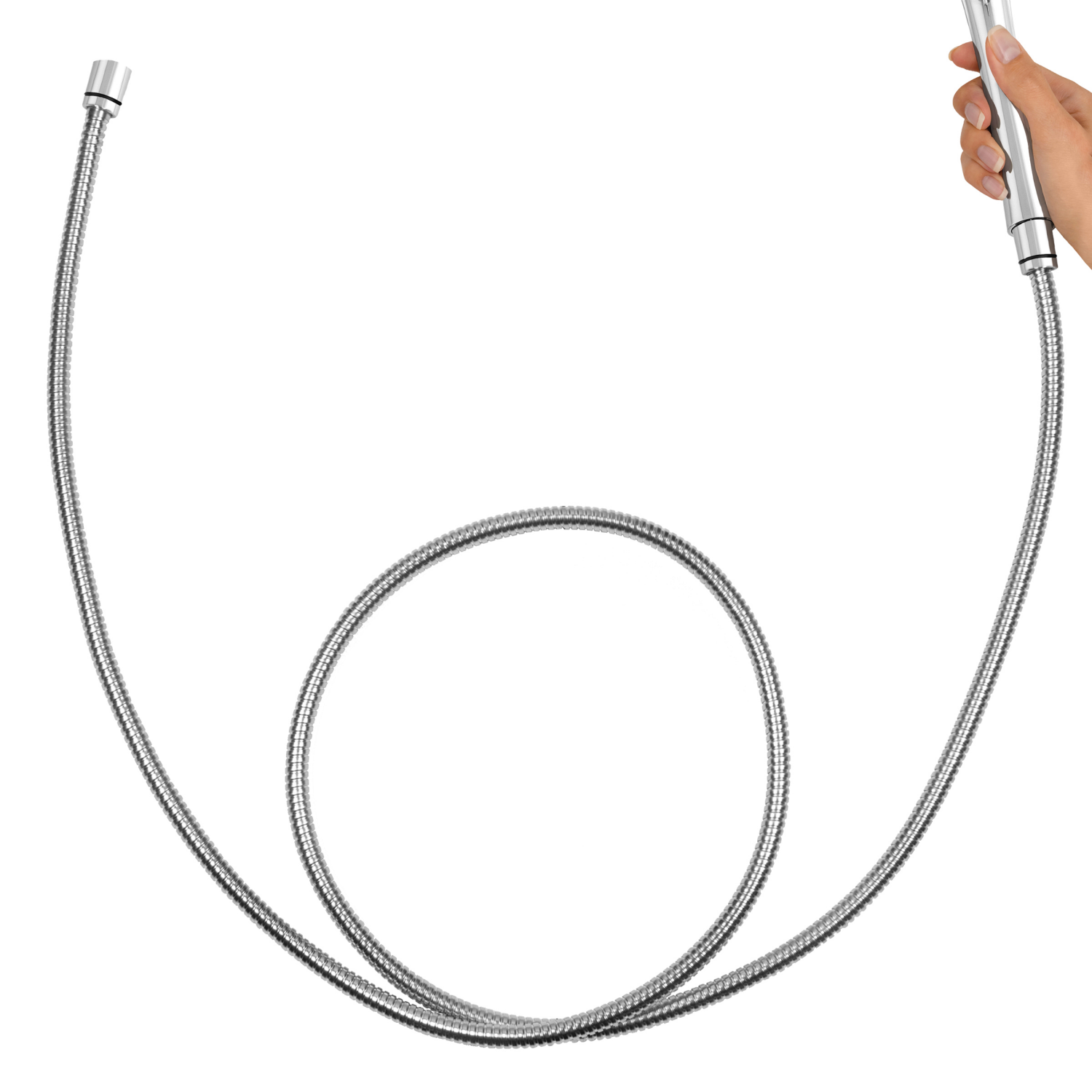 slide 4 of 5, Waterpik Extra-Long Metal Shower Hose, Chrome, 8 ft
