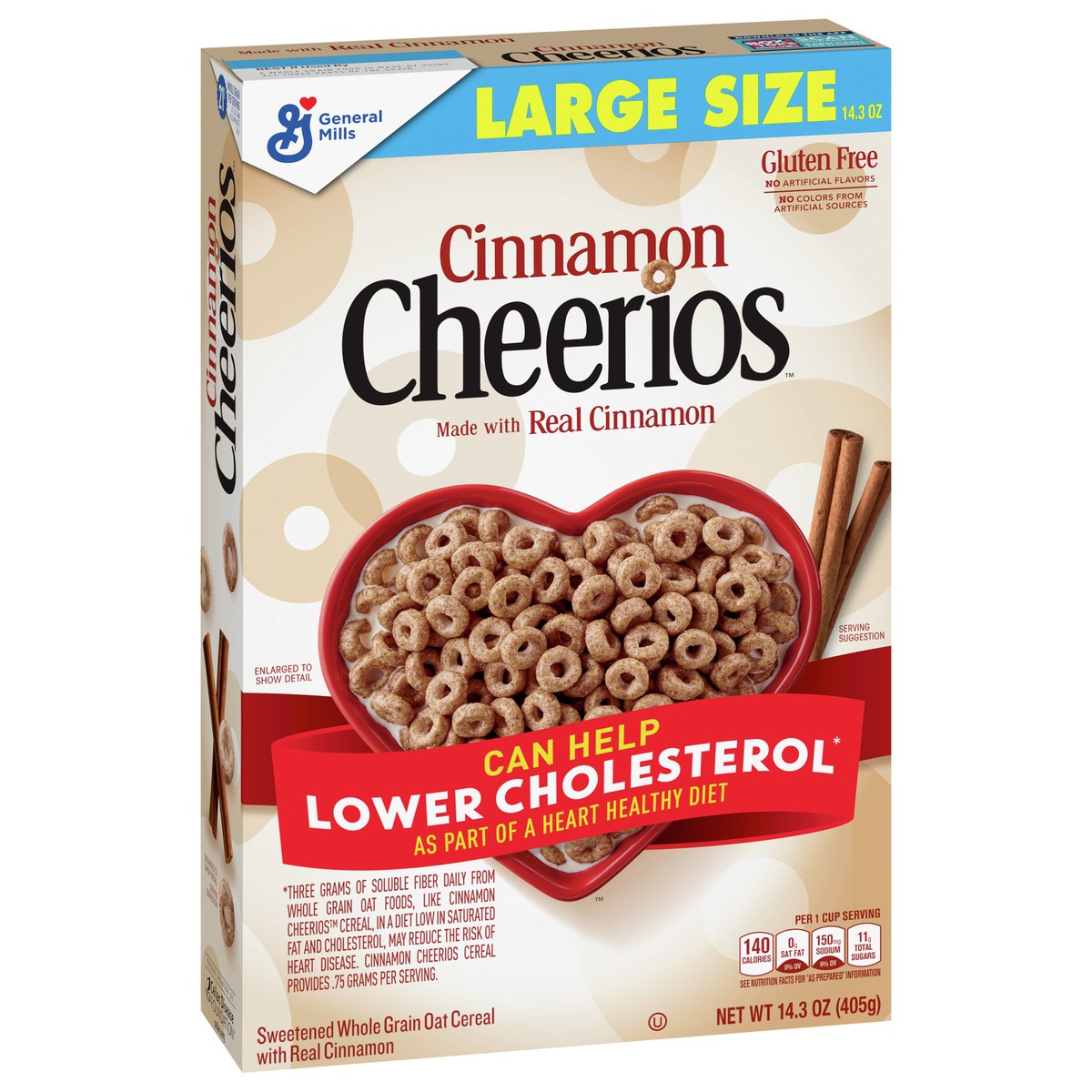 slide 2 of 9, Cinnamon Cheerios, Heart Healthy Cereal, 14.3 OZ Large Size Box, 14.3 oz