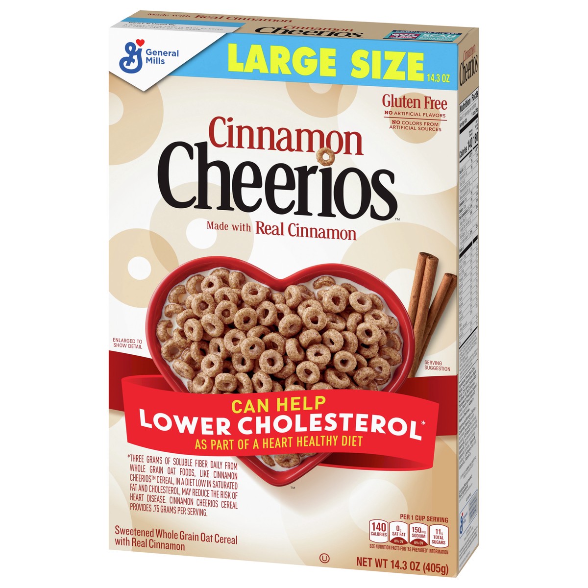 slide 3 of 9, Cinnamon Cheerios, Heart Healthy Cereal, 14.3 OZ Large Size Box, 14.3 oz