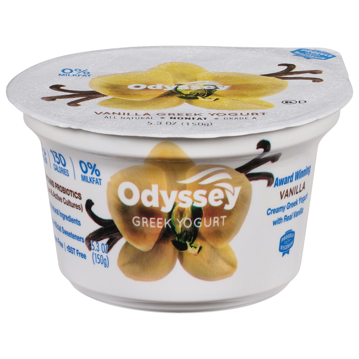 slide 1 of 4, Odyssey Nonfat 0% Milkfat Vanilla Greek Yogurt 5.3 oz, 5.3 oz