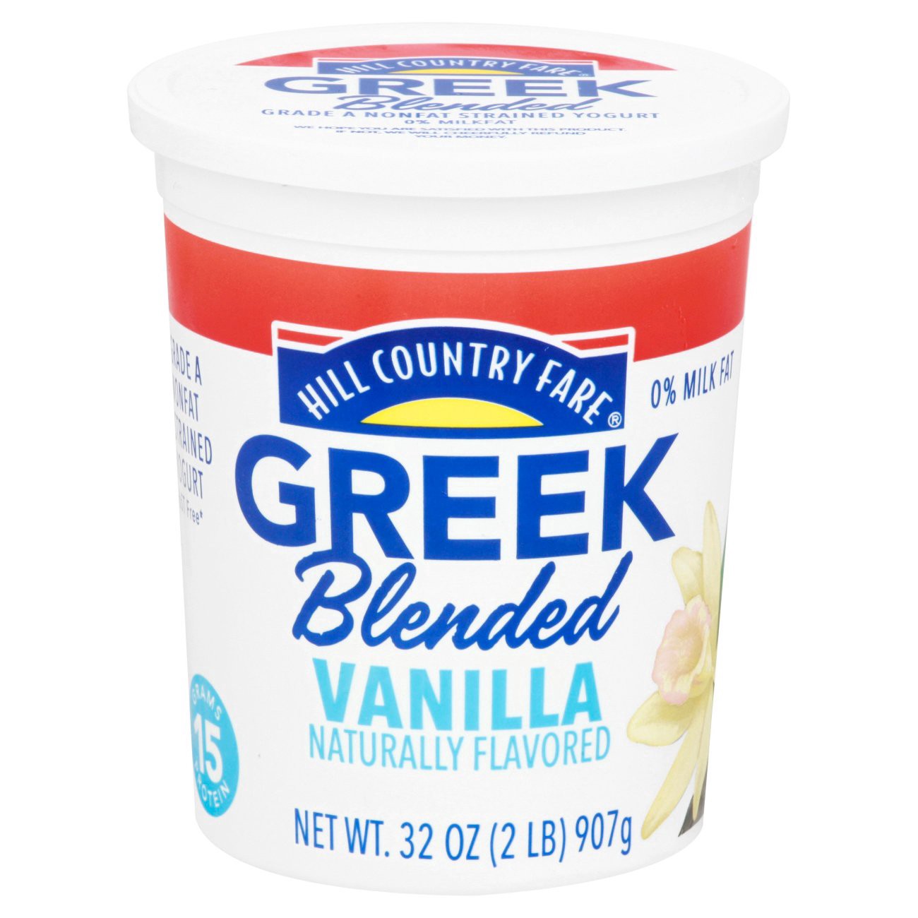 slide 1 of 1, Hill Country Fare Greek Blended Yogurt Vanilla, 32 oz