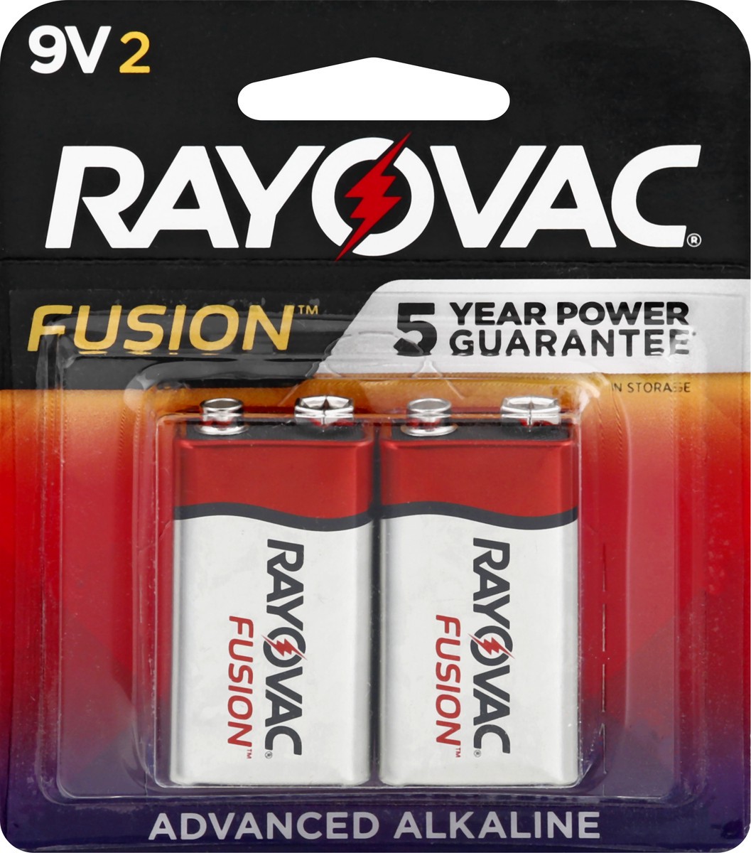 slide 5 of 8, Rayovac Fusion 9V Batteries (2 Pack), Alkaline 9 Volt Batteries, 2 ct