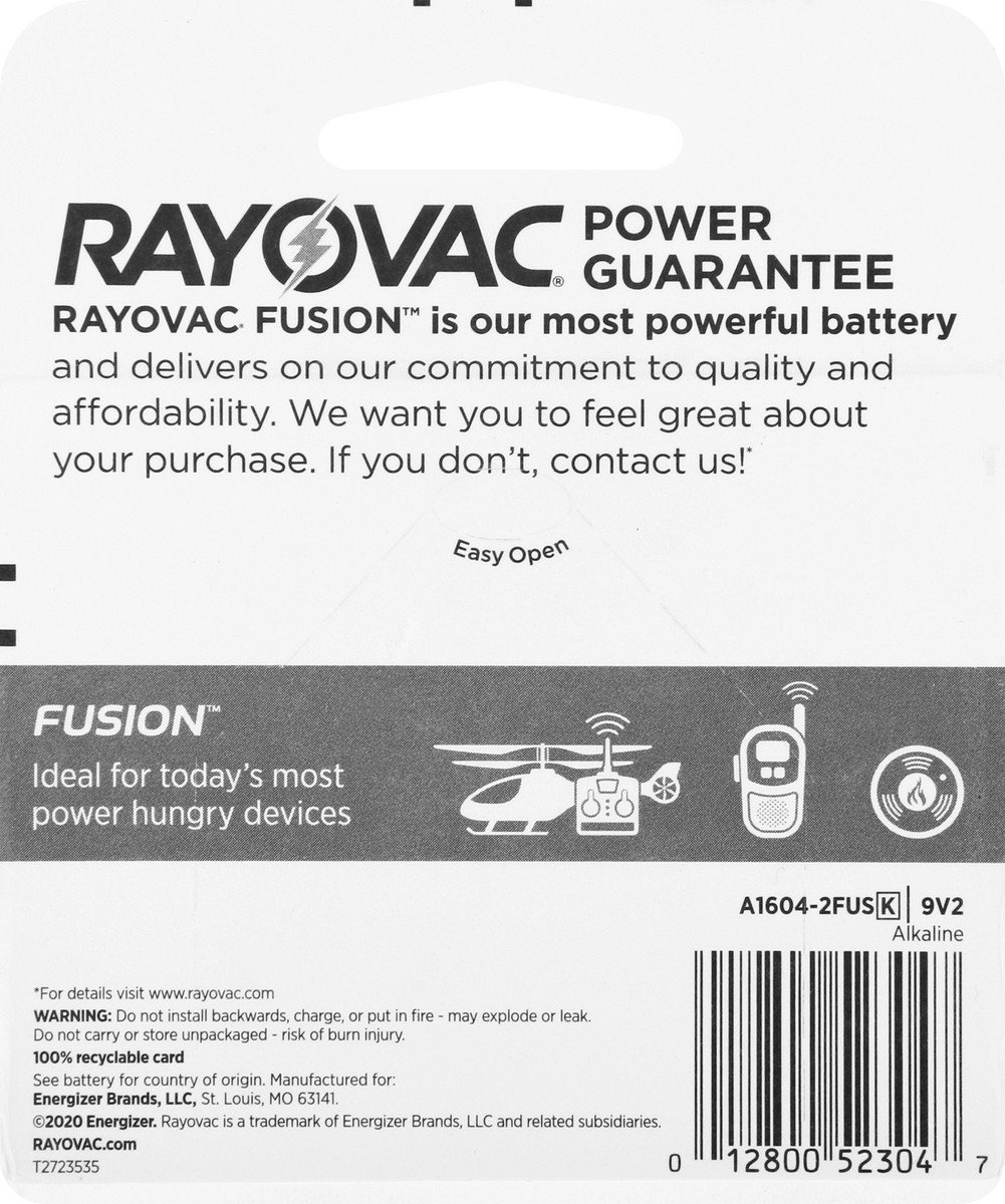 slide 3 of 8, Rayovac Fusion 9V Batteries (2 Pack), Alkaline 9 Volt Batteries, 2 ct