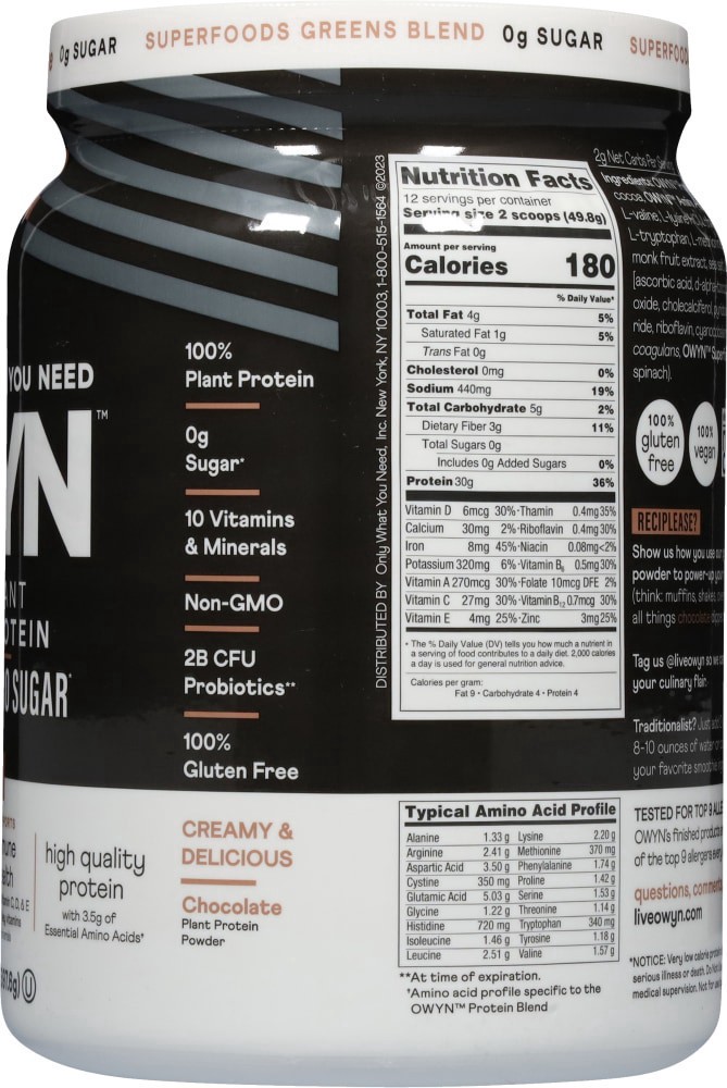 slide 2 of 4, OWYN Pro Elite High Plant Protein Powder - Zero Sugar- 1.32lb, 1.32 lb
