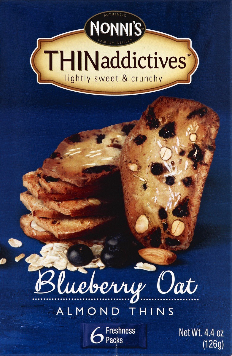 slide 4 of 4, Nonni's Thin Addictives Blueberry Oat Almond Thins, 4.4 oz