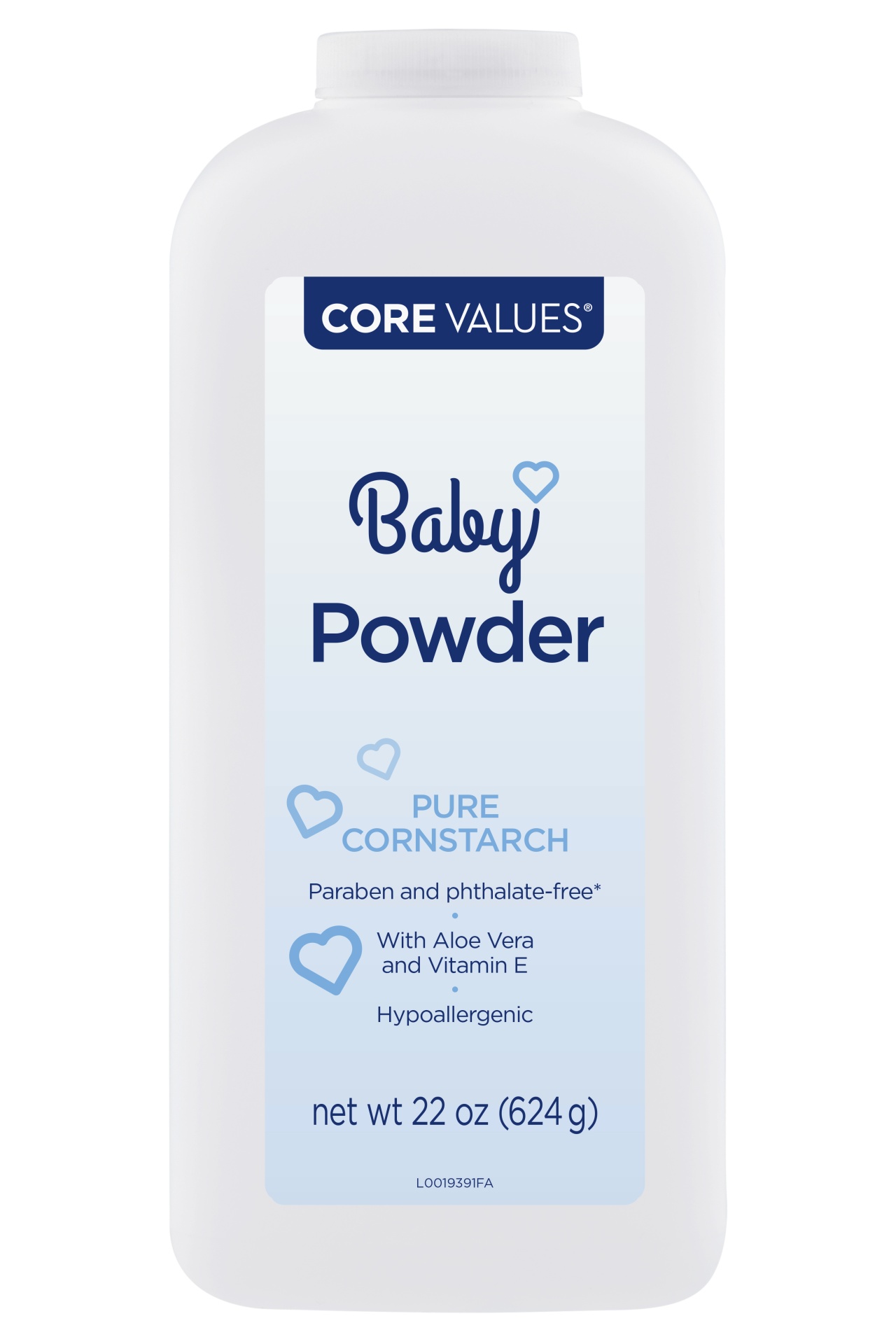 slide 1 of 1, Core Values Cornstarch Baby Powder, 22 oz