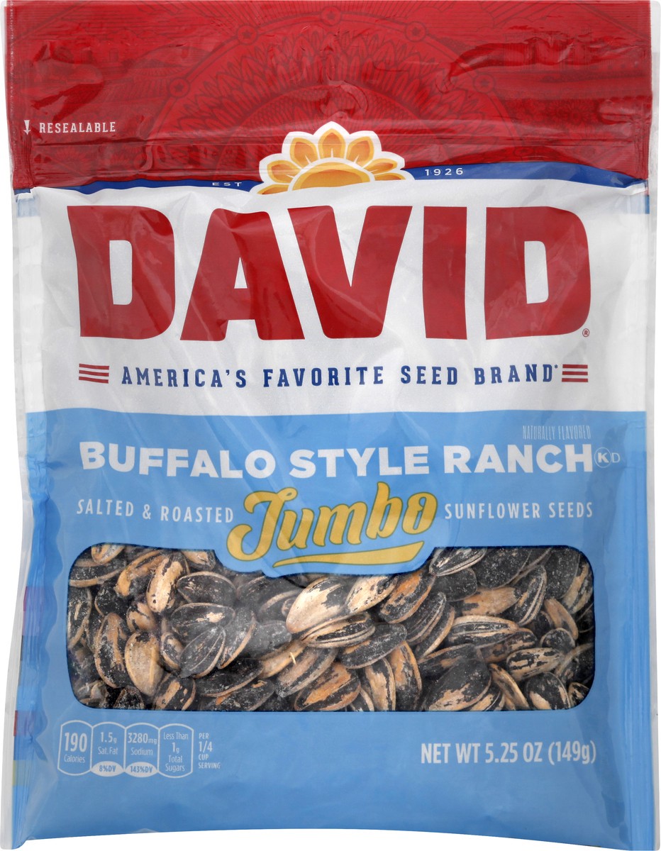 slide 6 of 8, DAVID Jumbo Buffalo Style Ranch Sunflower Seeds 5.25 oz, 5.25 oz