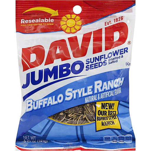 slide 1 of 1, DAVID Sunflower Seeds, Jumbo, Buffalo Style Ranch, 5.3 oz