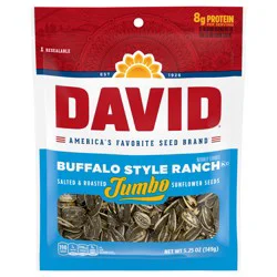 DAVID Roasted and Salted Jumbo Sunflower Seeds, Buffalo Style Ranch Flavor, 5.25oz.