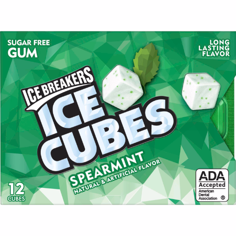 slide 1 of 1, Ice Breakers Ice Cubes Spearmint Sugar Free Gum, 12 ct
