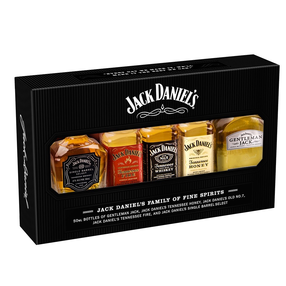 slide 1 of 1, Jack Daniel's Tennessee Whiskey Gift Pack - 5pk/50ml Bottles, 5 ct; 50 ml