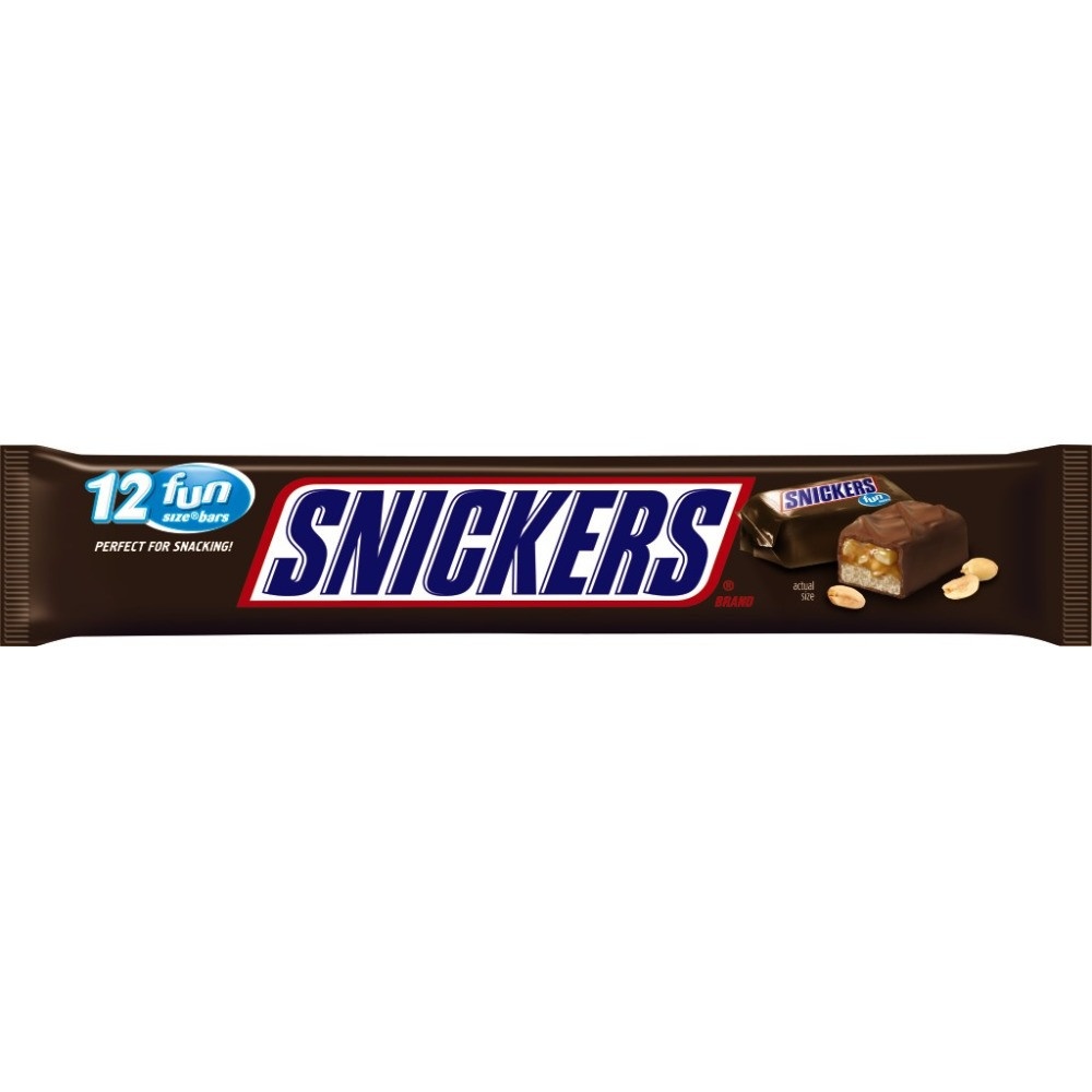 slide 1 of 1, SNICKERS Fun Size Chocolate Bars Candy Bag, 12 ct