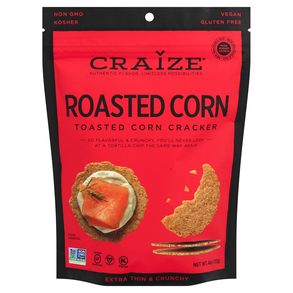 slide 1 of 12, Craize Roasted Corn Crisps, 4 oz