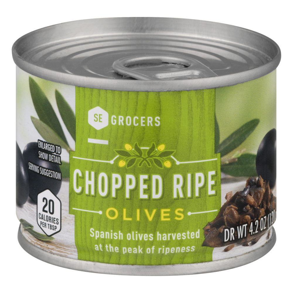 slide 1 of 1, SE Grocers Chopped Ripe Olives, 4.2 oz