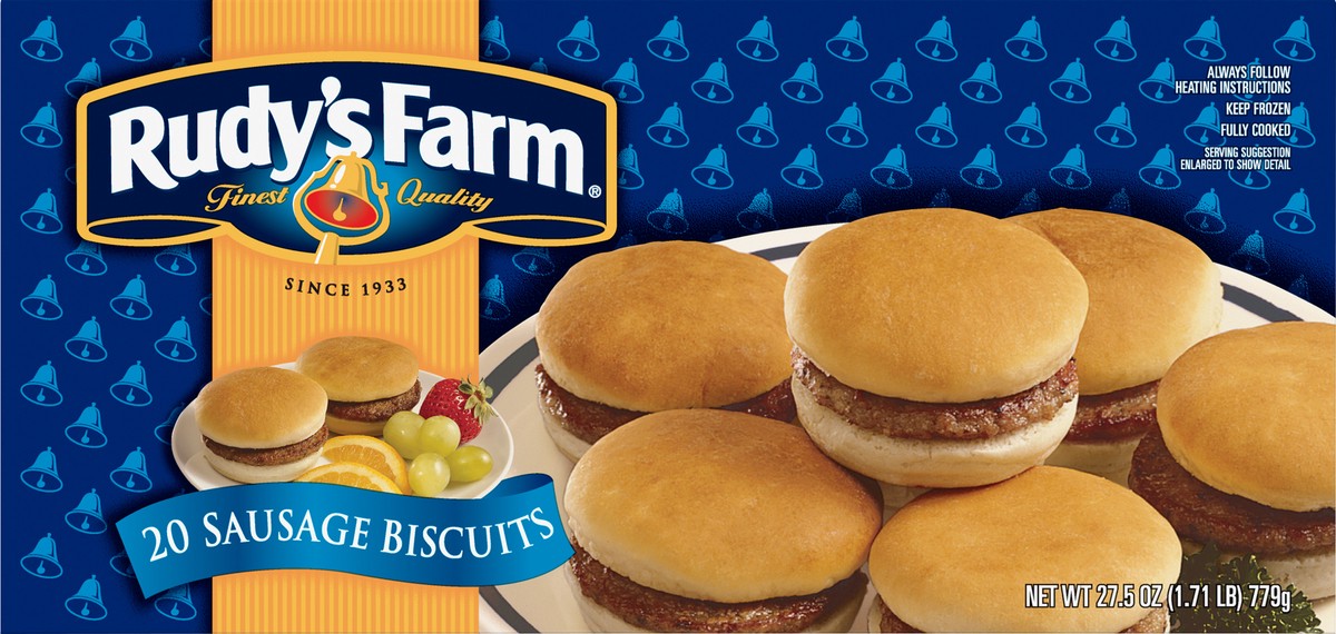 slide 10 of 11, RUDYS FARM Rudy's Farm Sausage Biscuits, 20 Count (Frozen), 779.61 g