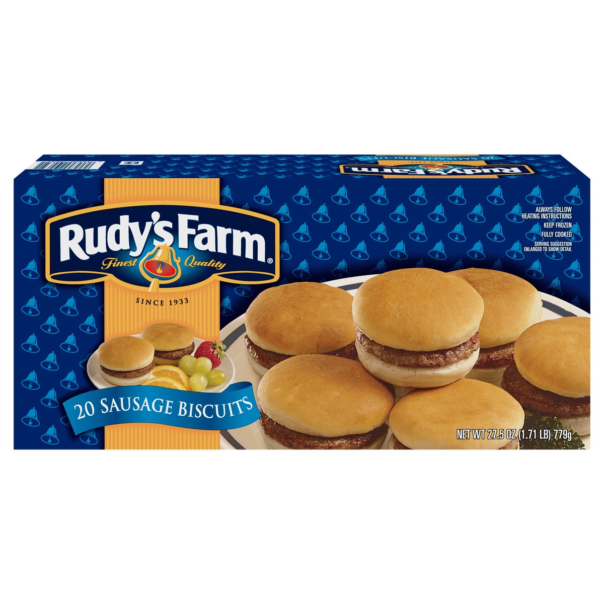 slide 3 of 11, RUDYS FARM Rudy's Farm Sausage Biscuits, 20 Count (Frozen), 779.61 g