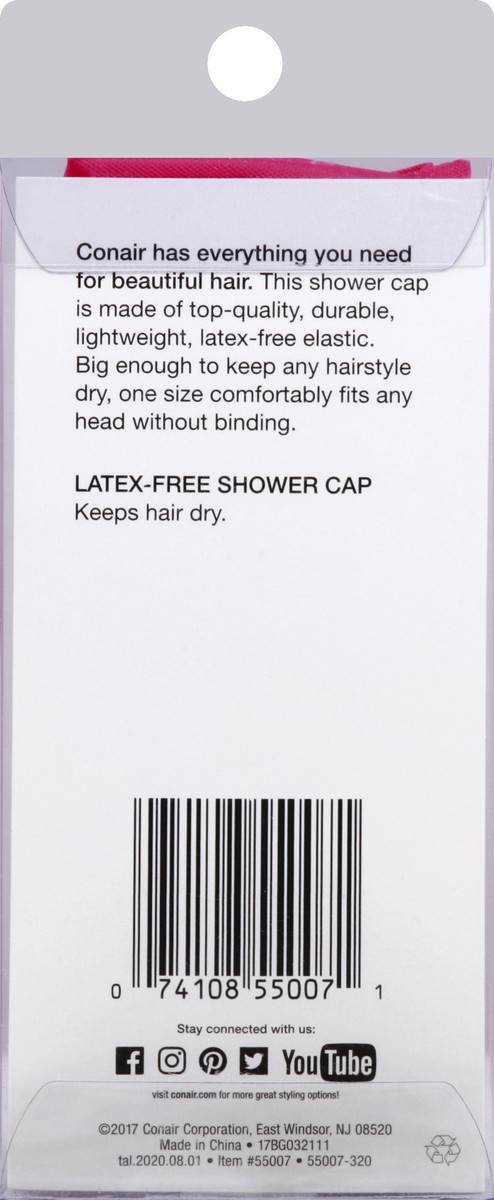 slide 5 of 8, Conair Latex Free Shower Cap, 1 ct