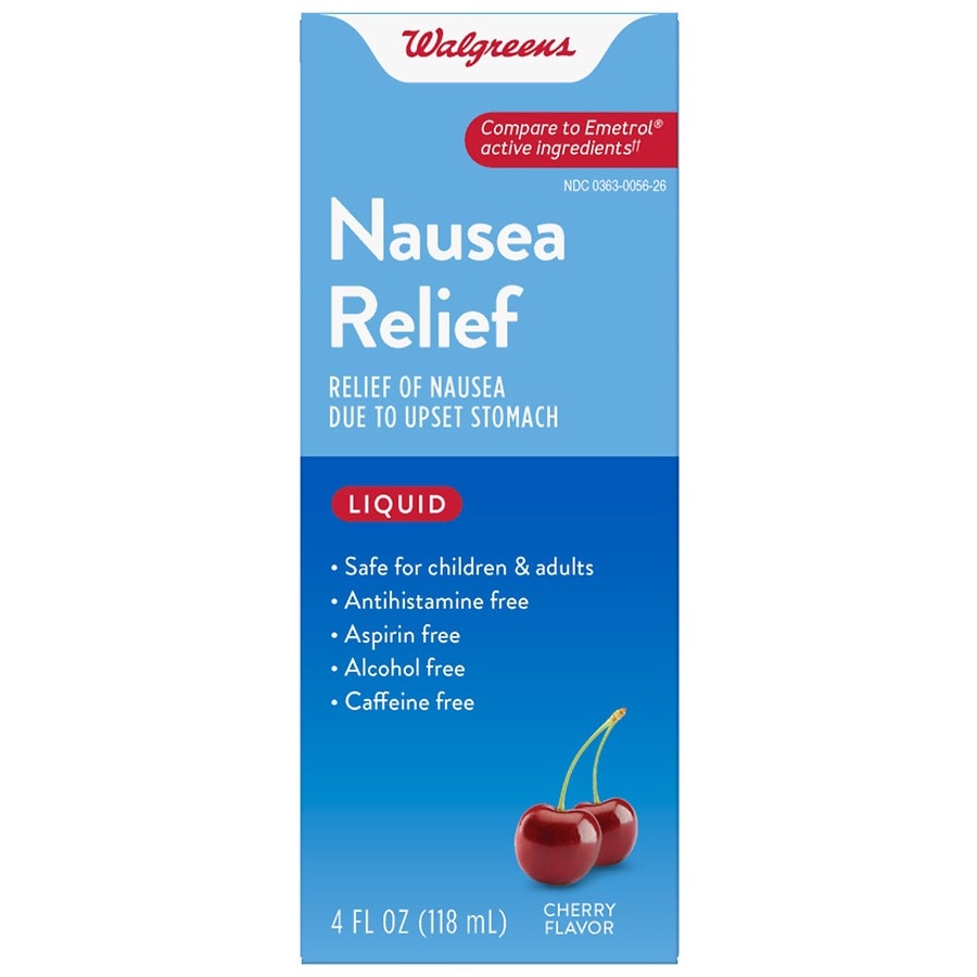 slide 1 of 1, Walgreens Nausea Relief Cherry Flavor Liquid, 4 fl oz