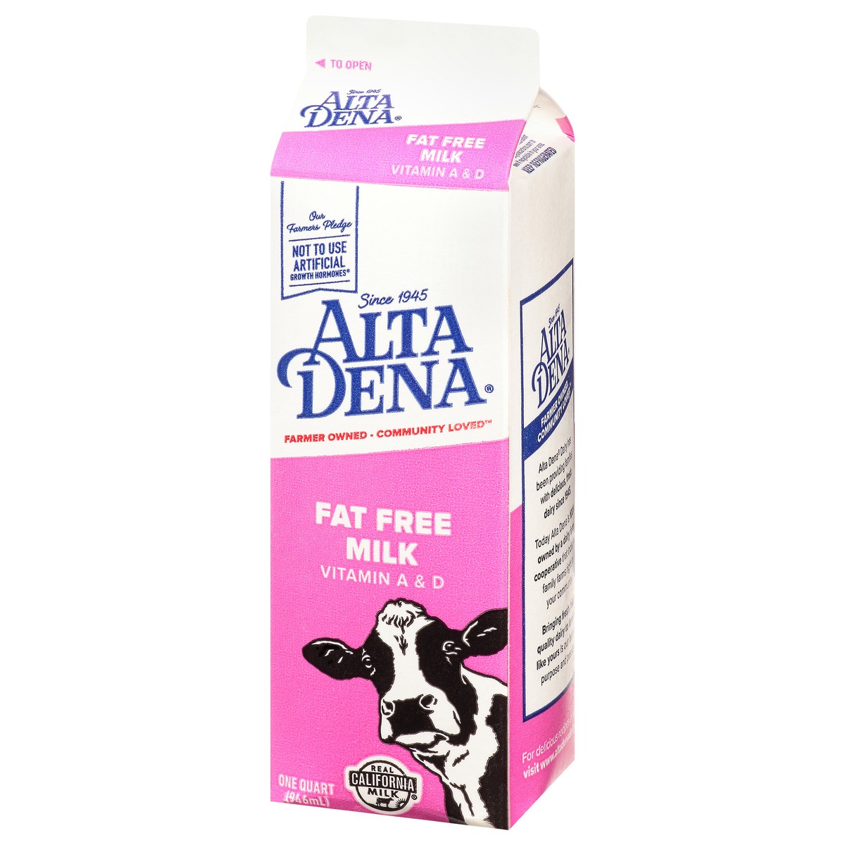 slide 9 of 12, Alta Dena Fat Free Milk 1 qt Carton, 1 qt
