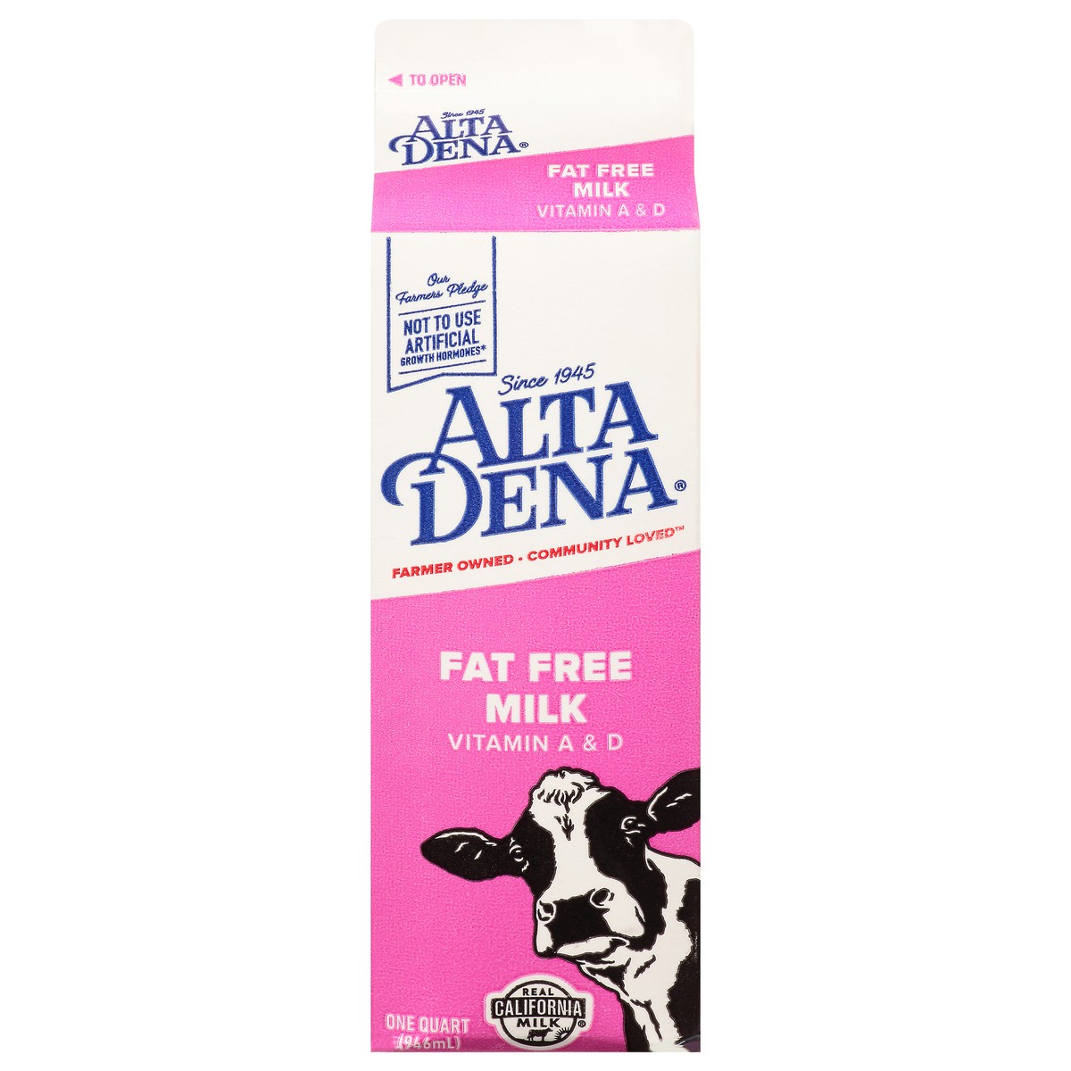 slide 1 of 12, Alta Dena Fat Free Milk 1 qt Carton, 1 qt