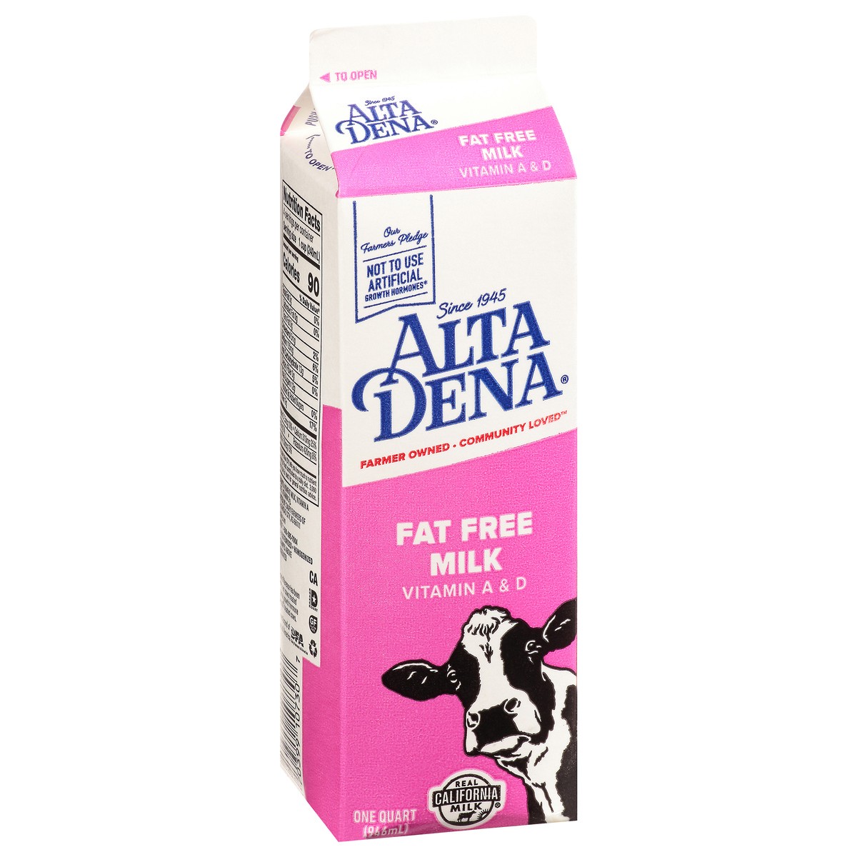 slide 3 of 12, Alta Dena Fat Free Milk 1 qt Carton, 1 qt