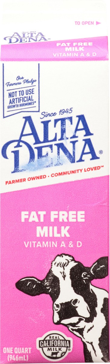 slide 4 of 12, Alta Dena Fat Free Milk 1 qt Carton, 1 qt