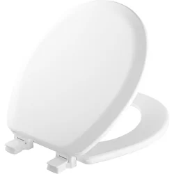 Mayfair Round Molded Wood Toilet Seat with Easy Clean & Change Hinge and STA-TITE Seat Fastening System, White