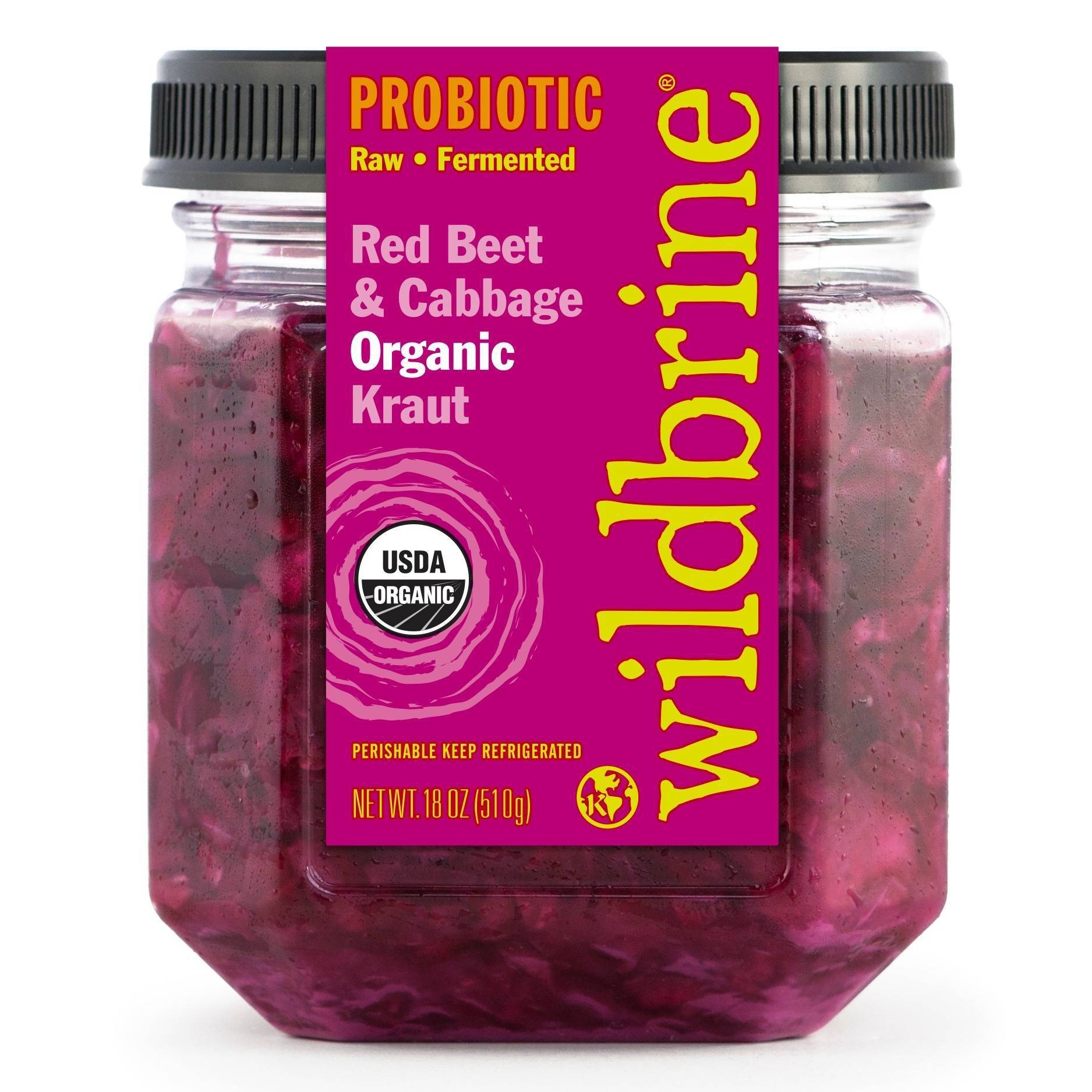 slide 1 of 9, wildbrine Organic Red Beet Red Cabbage Sauerkraut, 