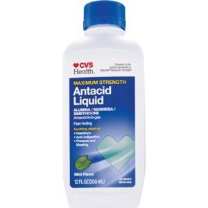 slide 1 of 1, CVS Health Maximum Strength Antacid Liquid, Mint, 12 Oz, 1 ct