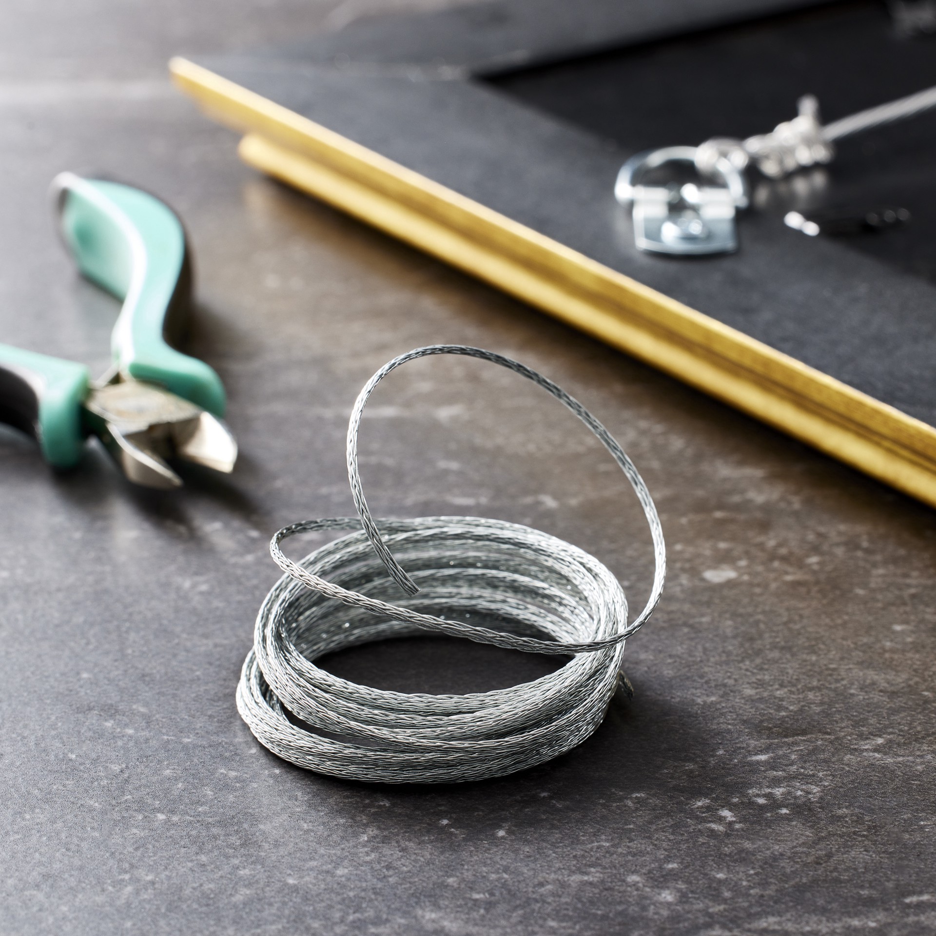 slide 2 of 2, 9ft. Galvanized Braided Hanging Wire, 20lb., 20 lb