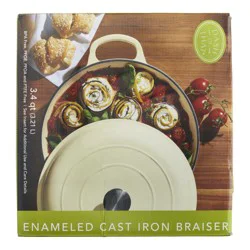 Dash of That 3.4 qt Enameled Braiser with Lid - Ivory