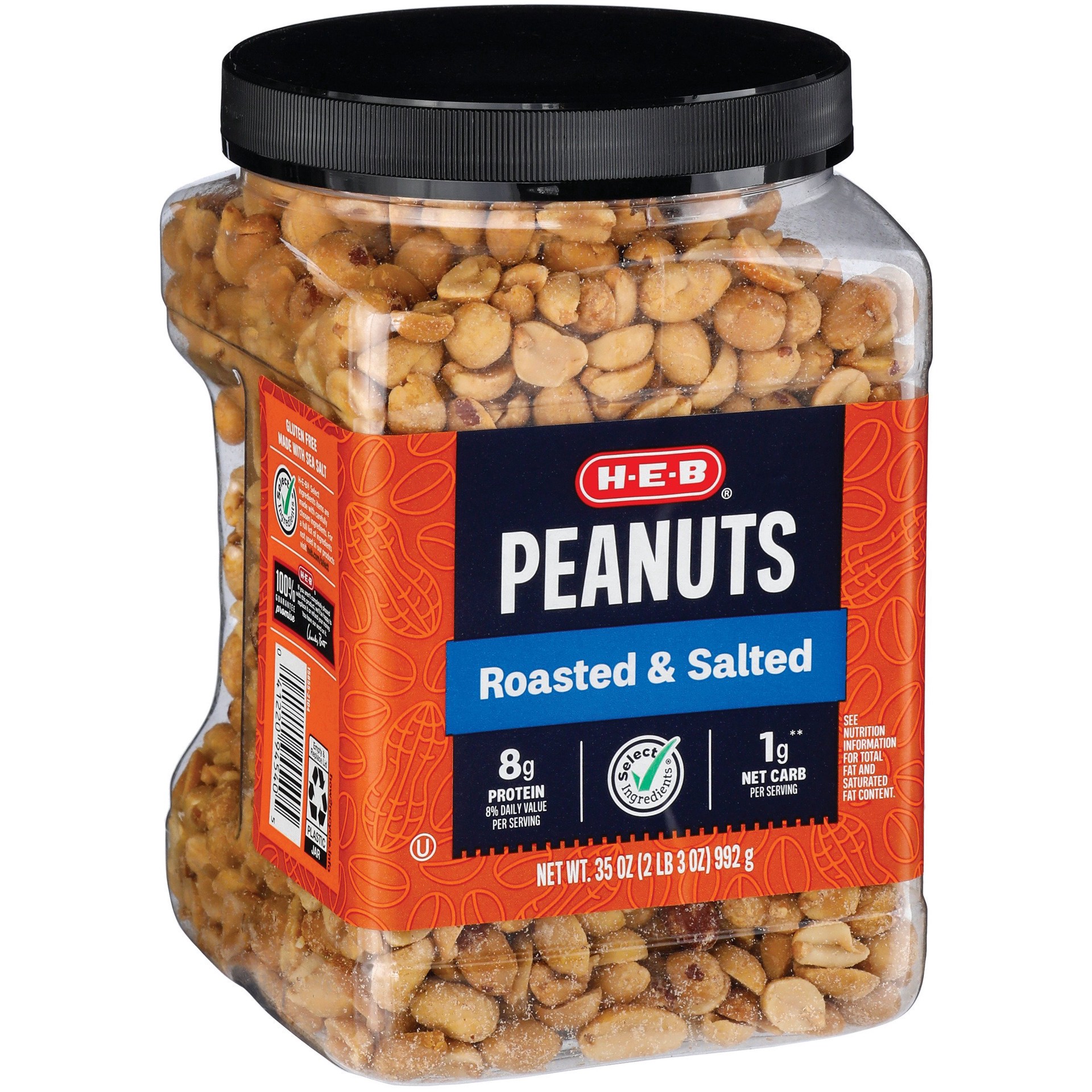 slide 1 of 1, H-E-B Salted Roasted Peanuts, 35 oz