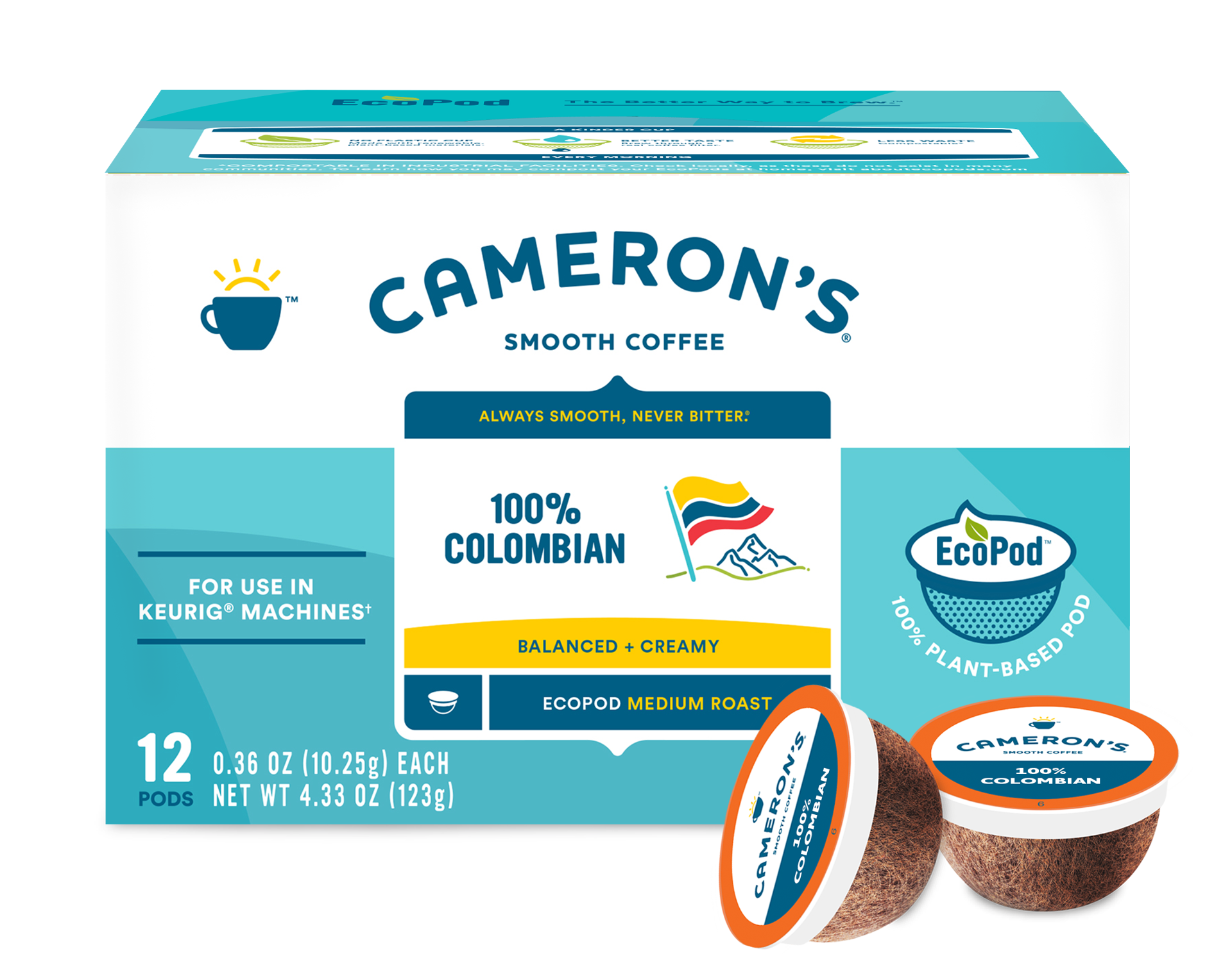 slide 1 of 9, Cameron's Coffee Single Serve Pods, 100% Colombian, 12 Count, 12 ct