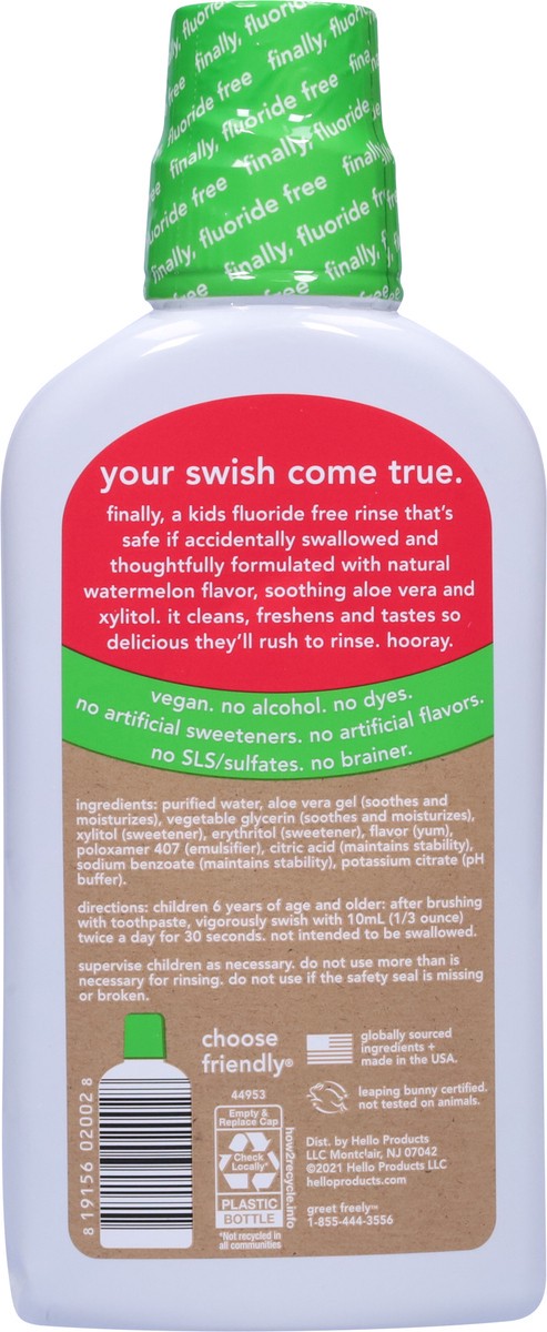 slide 4 of 9, hello Kids Natural Watermelon Flavor Fluoride Free Rinse, Alcohol Free, Vegan & SLS Free, 16 fl oz