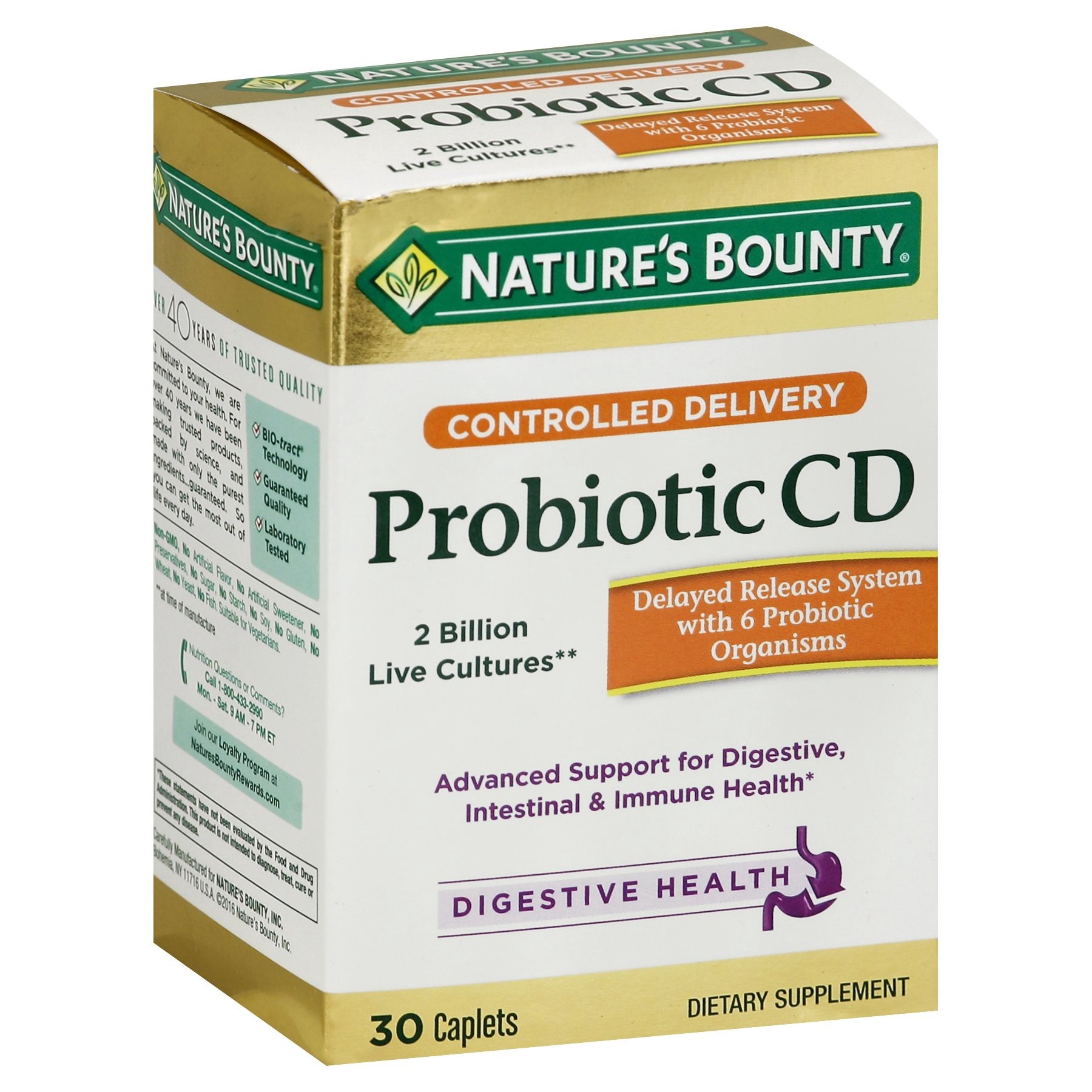 slide 1 of 1, Nature's Bounty Probiotic Cd Controlled Delivery Dietary Supplement Caplets, 30 ct