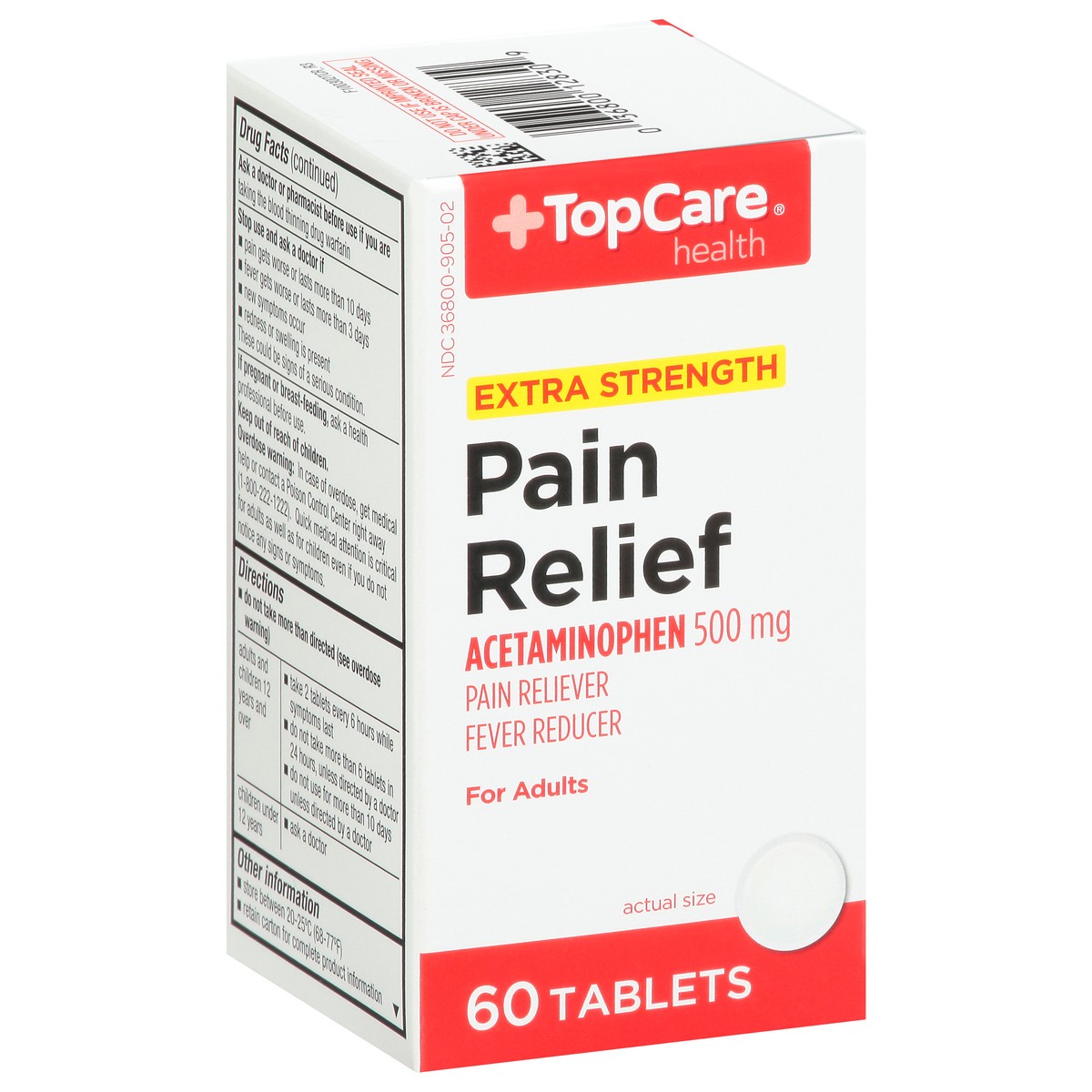 slide 2 of 9, TopCare Health Adults Extra Strength 500 Mg Pain Relief Tablets 60 ea, 60 ct