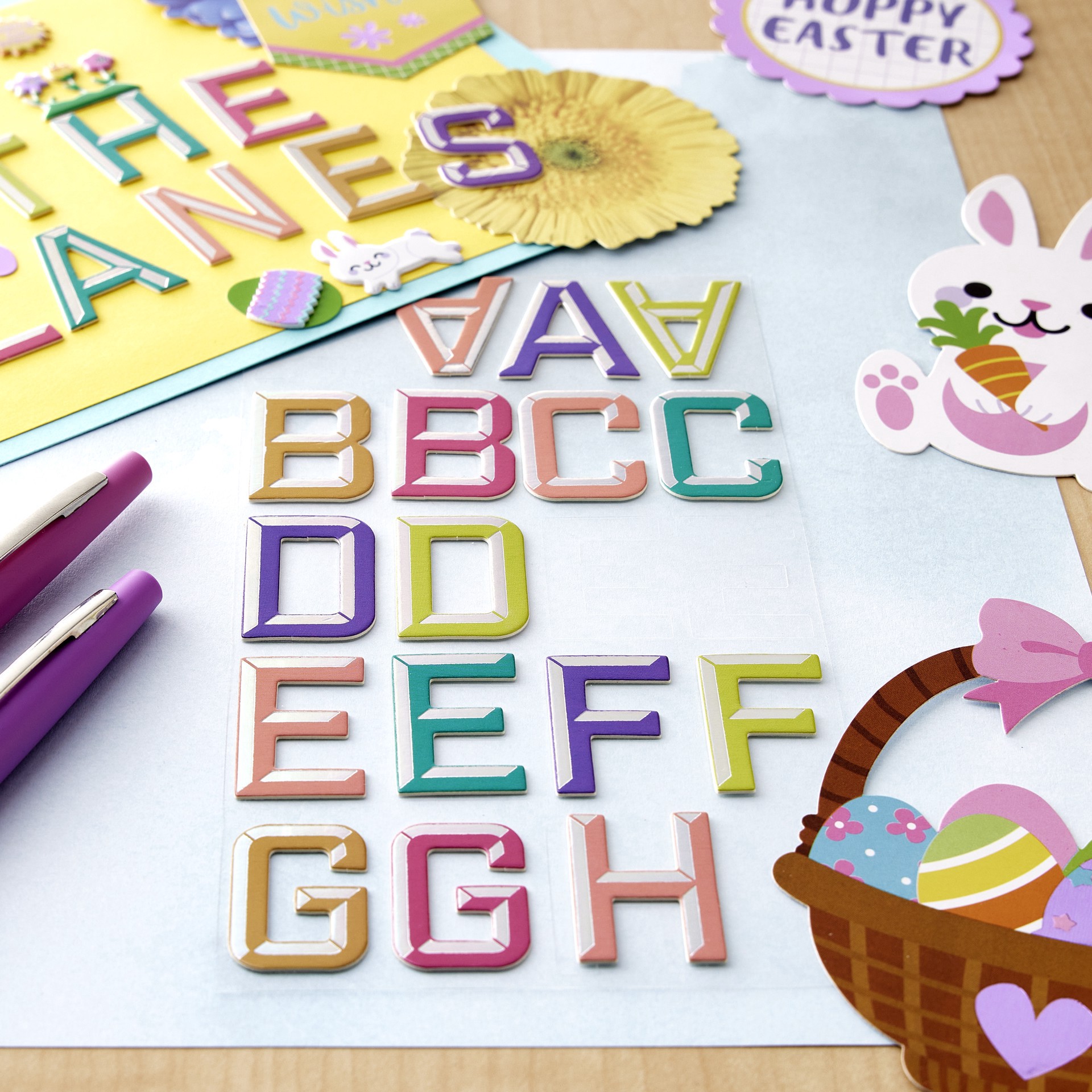 slide 3 of 5, Bright Chipboard Alphabet Stickers By Recollections, 1.18 in