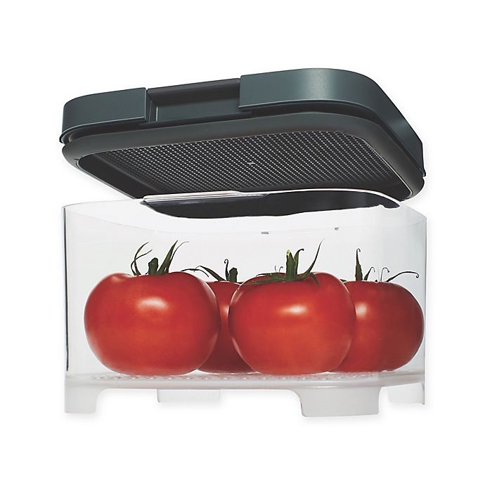 slide 1 of 4, Rubbermaid Freshworks Countertop Medium Produce Container with Lid - Grey/Clear, 1 ct