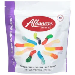 Albanese World's Best 12 Flavor Gummi Worms Mini 27 oz