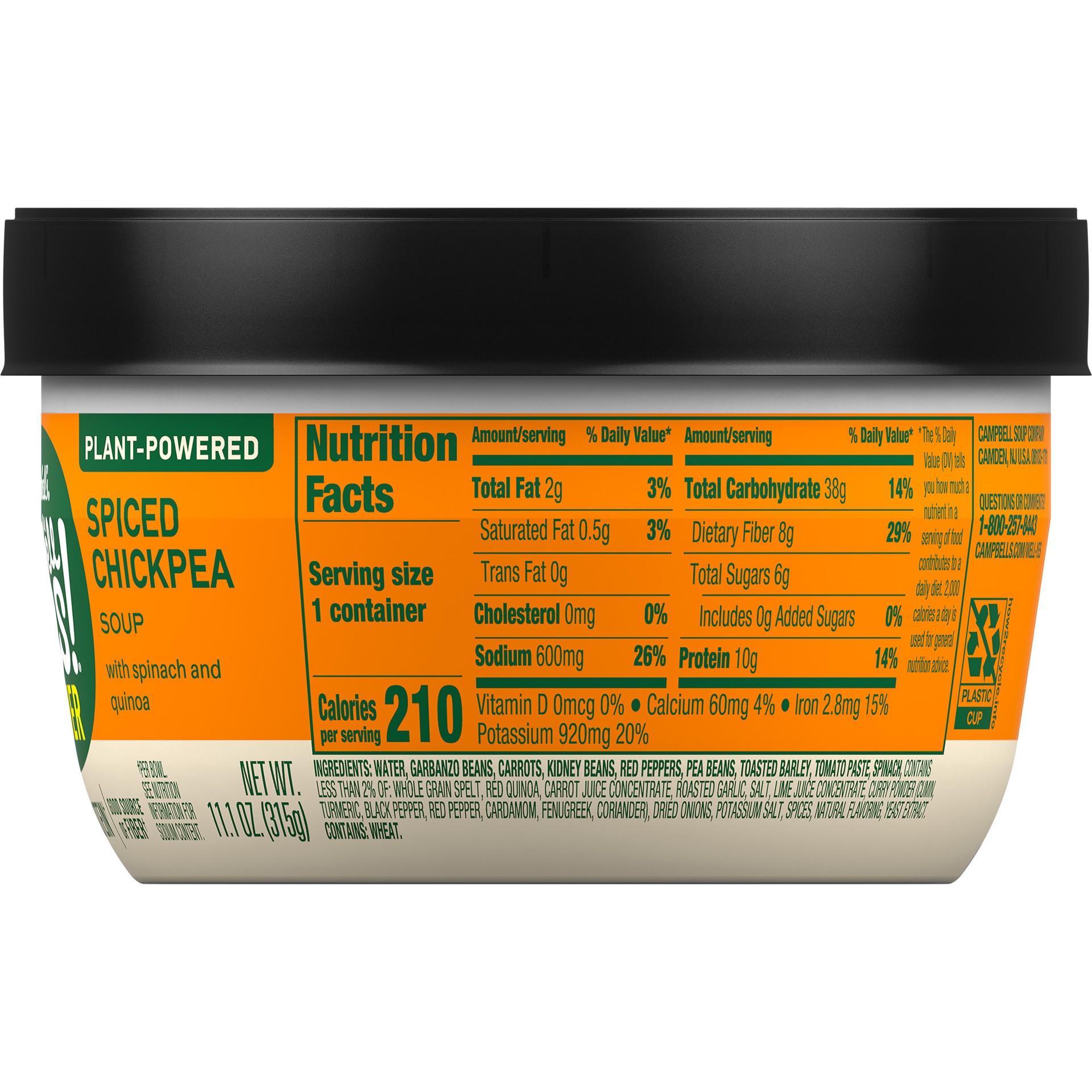 slide 4 of 5, Campbell's Well Yes! Spiced Chickpea with Spinach and Quinoa POWER Soup Microwaveable Bowl, 11.1 oz