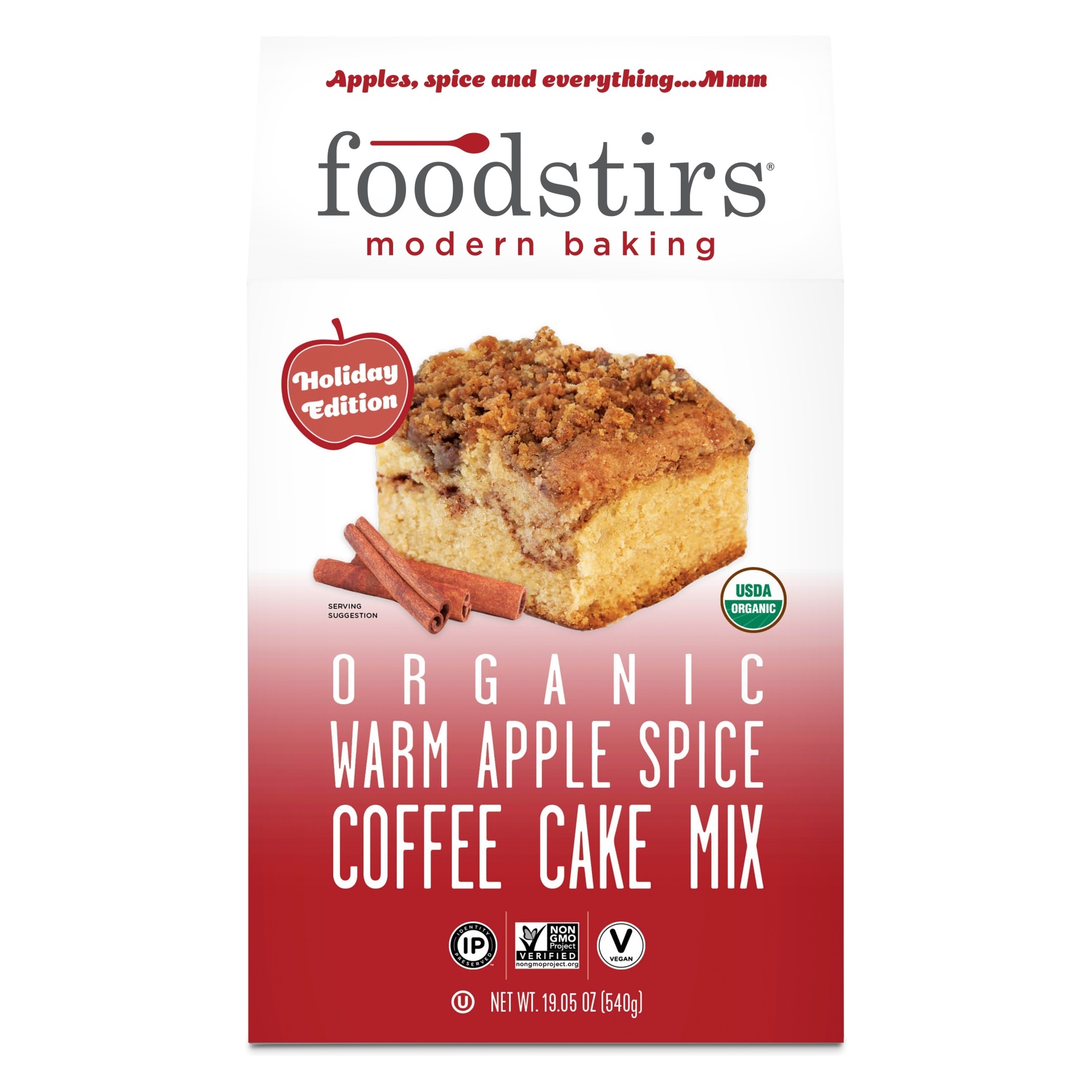 slide 1 of 1, Foodstirs Warm Apple Spice Coffe Cake Mix Holiday, 20.5 oz