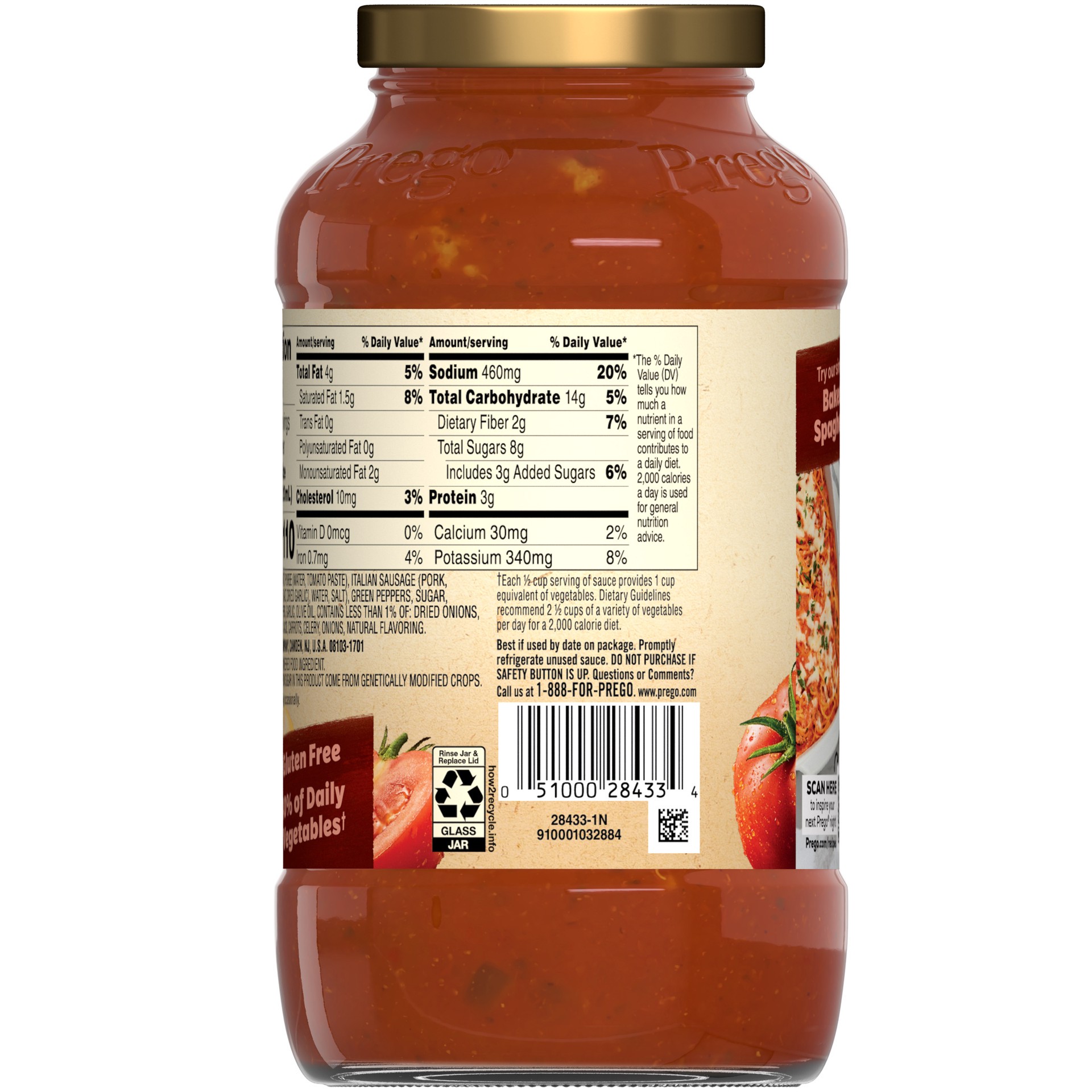 slide 2 of 5, Prego Sweet Sausage and Roasted Peppers Pasta Sauce, 23.5 oz Jar, 23.5 oz