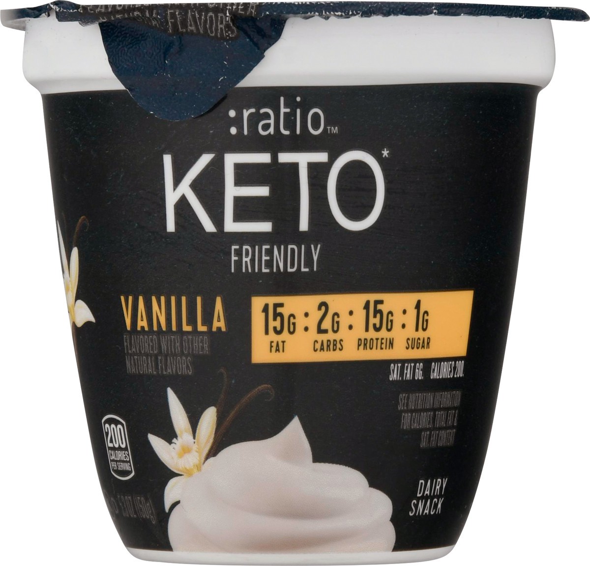 slide 11 of 11, :ratio Trio Yogurt Cultured Dairy Snack, Vanilla, 1g Sugar, Keto Yogurt Alternative, 5.3 oz, 5.3 oz