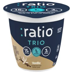 :ratio Trio Yogurt Cultured Dairy Snack, Vanilla, 1g Sugar, Keto Yogurt Alternative, 5.3 oz