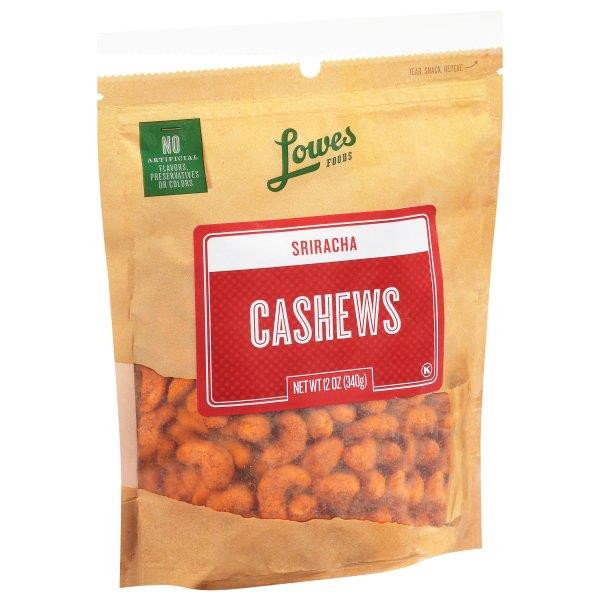 slide 1 of 1, Lowes Foods Sriracha Cashews - 12 oz, 12 oz