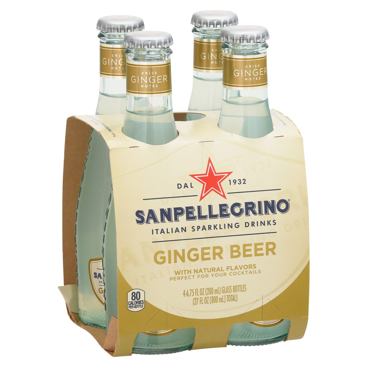 slide 3 of 9, San Pellegrino Italian Sparkling Drink Ginger Beer, 4 Pack of 6.75 Fl Oz Glass Bottles, 27 oz