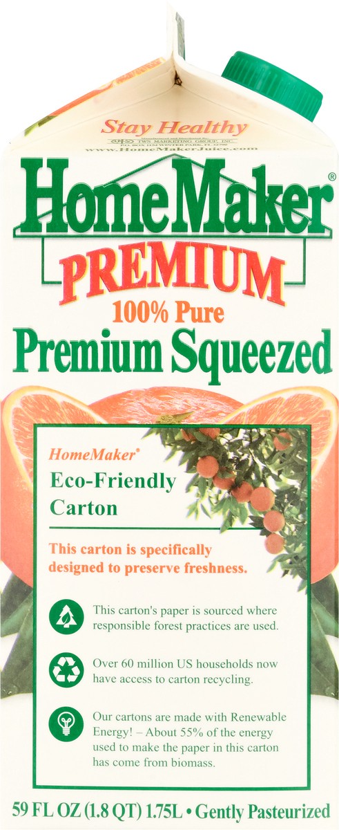 slide 2 of 13, HomeMaker Home Maker Pulp 100% Premium Orange Juice, 59 fl oz