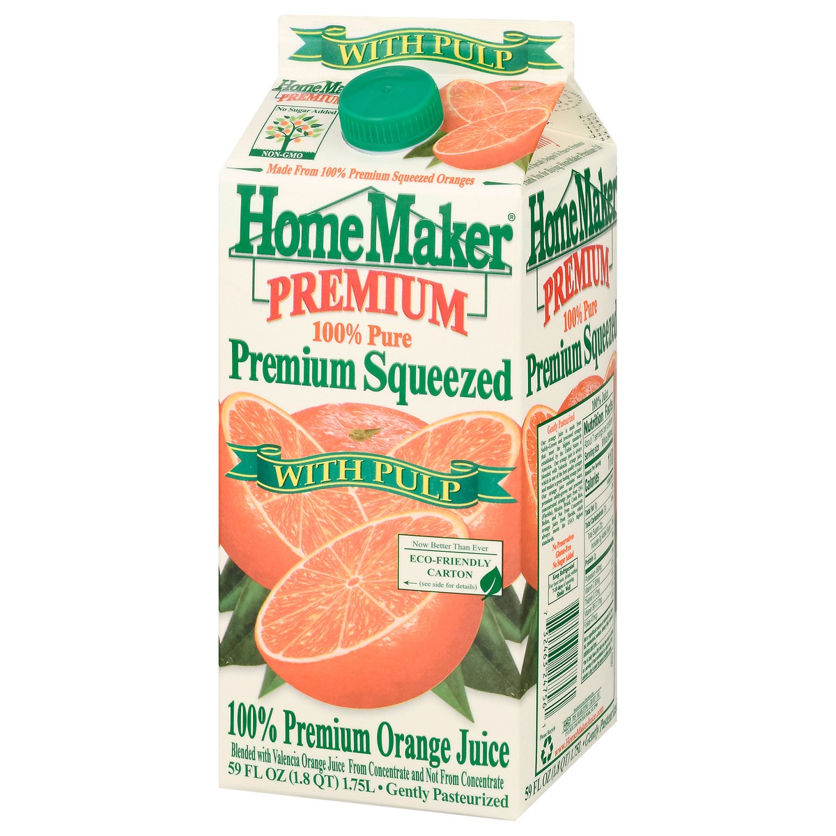slide 3 of 13, HomeMaker Home Maker Pulp 100% Premium Orange Juice, 59 fl oz